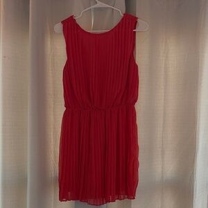 Lush Salmon Pleated Mini Dress
